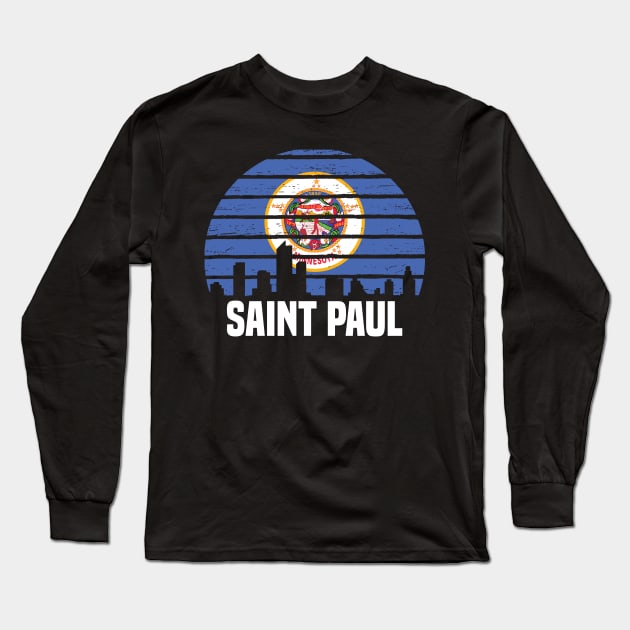 Saint Paul Minnesota MN Group City Silhouette Flag Long Sleeve T-Shirt by jkshirts